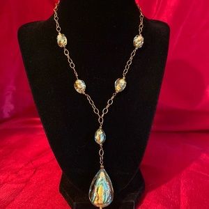 Bolivia Glass Drop Necklace 1/514k gold-bonded.